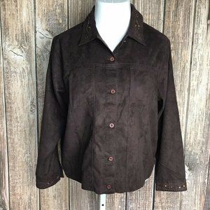 Keneth Too Women's Button Down Top ~ Sz L ~ Brown